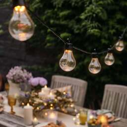 Core Connect 20m 40 Warm White Connectable Festoon Lights Black Cable - thumbnail 1