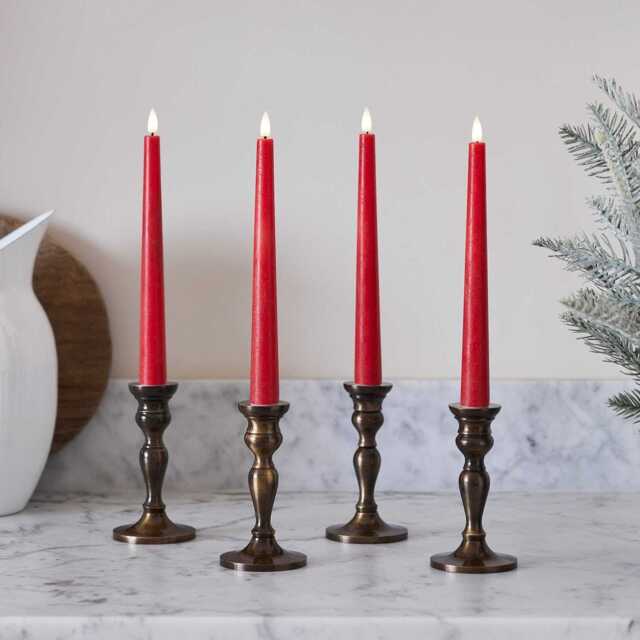 4 TruGlow® Red Remote Control LED Taper Candles - image 1