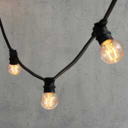 Plus Connect 10m 20 Warm White Connectable Festoon Lights G60 Bulb Clear Cap Black Cable