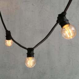 Plus Connect 10m 20 Warm White Connectable Festoon Lights G60 Bulb Clear Cap Black Cable