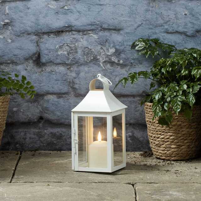 25cm Albury White Garden Lantern with TruGlow® Candle - image 1