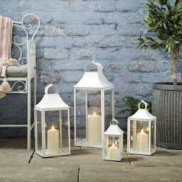 25cm Albury White Garden Lantern with TruGlow® Candle - thumbnail 2