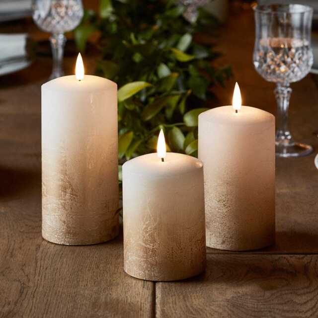 TruGlow® Bronze Ombre LED Pillar Candle Trio With Remote Control - image 1