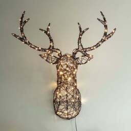 84cm Studley Rattan Stag's Head LED Wall Light - thumbnail 1