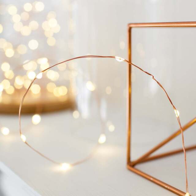 50 Warm White LED Copper Outdoor Micro Fairy Lights - image 1