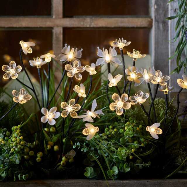 Set of 5 Flower, Bee & Butterfly Solar Stake Lights - image 1