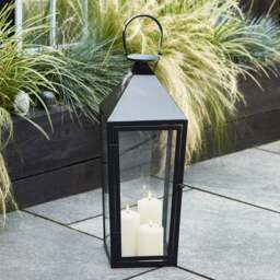 Cairns Large Black Garden Lantern with 3 TruGlow® Candles and Remote Control - thumbnail 2