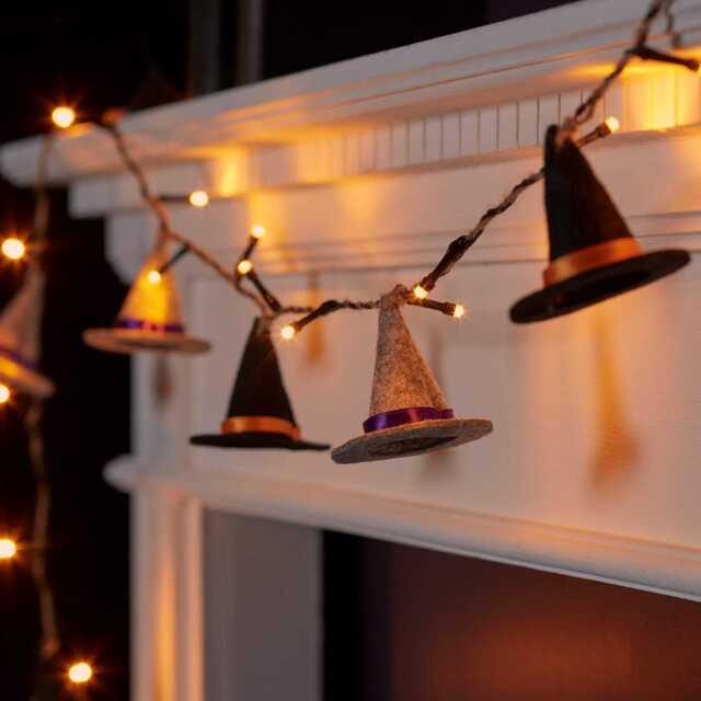 8 Felt Witches Hat Halloween Lights - image 1