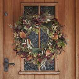 60cm Pre Lit Autumn Winter Wreath - thumbnail 1