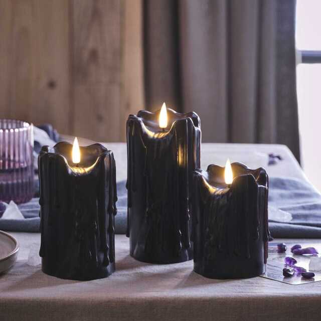 TruGlow® Black Dripping Wax LED Candle Trio - image 1