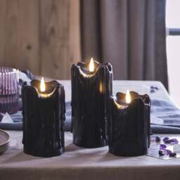 TruGlow® Black Dripping Wax LED Candle Trio - thumbnail 1