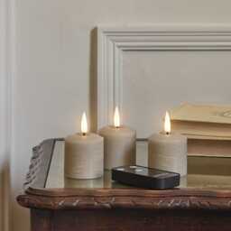 TruGlow® Taupe Distressed LED Votive Candle Trio with Remote Control - thumbnail 2