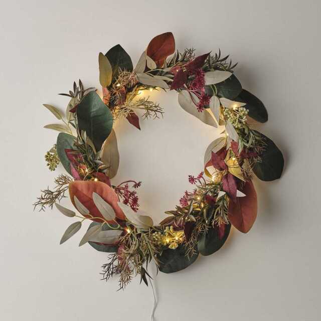 40cm Crisp Leaf Autumn-Winter Wreath Micro Light Bundle - image 1