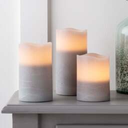 Grey LED Pillar Candle Trio - thumbnail 1