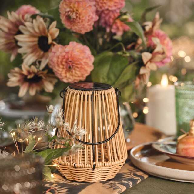 Hygge Wicker Style Solar Lantern - image 1