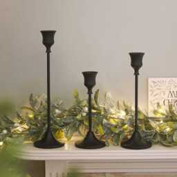 3 Black Taper Candlestick Holders