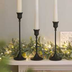 3 Black Taper Candlestick Holders - thumbnail 2