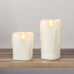 2 Battery Dripping Wax Church LED Pillar Candles - thumbnail 1