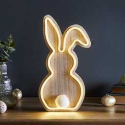 Wooden Bunny Neon Light