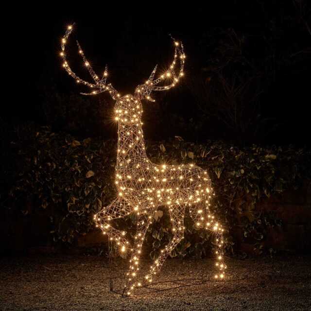 2m Solar Powered Studley Rattan Stag Dual Colour LED Light Up Reindeer - image 1