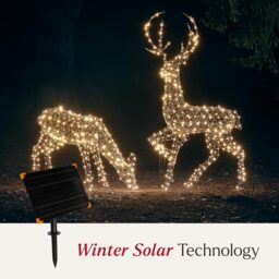 2m Solar Powered Studley Rattan Stag Dual Colour LED Light Up Reindeer - thumbnail 2