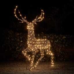 2m Solar Powered Studley Rattan Stag Dual Colour LED Light Up Reindeer - thumbnail 1