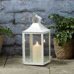 34cm Albury White Garden Lantern with TruGlow® Candle - thumbnail 2