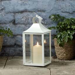 34cm Albury White Garden Lantern with TruGlow® Candle - thumbnail 2