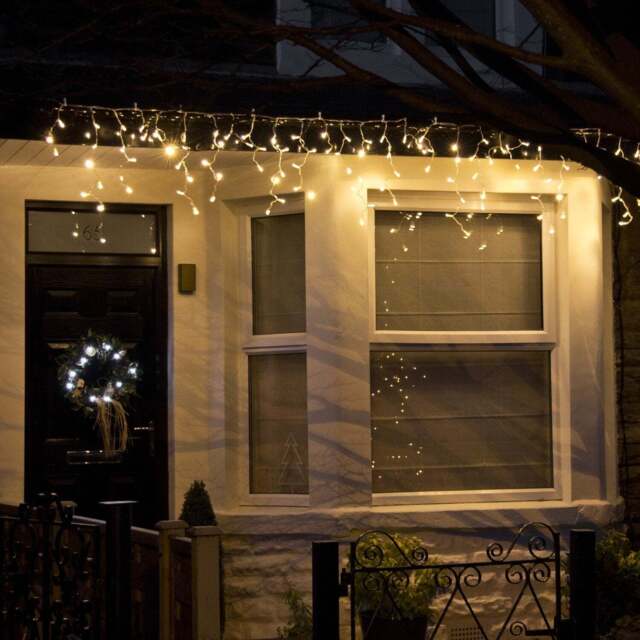 Core Connect 8m 256 Warm White Connectable Icicle Lights Clear Cable - image 1