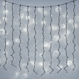 Plus Connect 4m x 2m 288 White Connectable Curtain Lights Black Cable