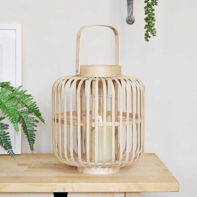 Tall Bamboo Garden Lantern with TruGlow® Candle - image 1