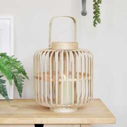 Tall Bamboo Garden Lantern with TruGlow® Candle - thumbnail 1
