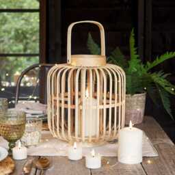 Tall Bamboo Garden Lantern with TruGlow® Candle - thumbnail 2