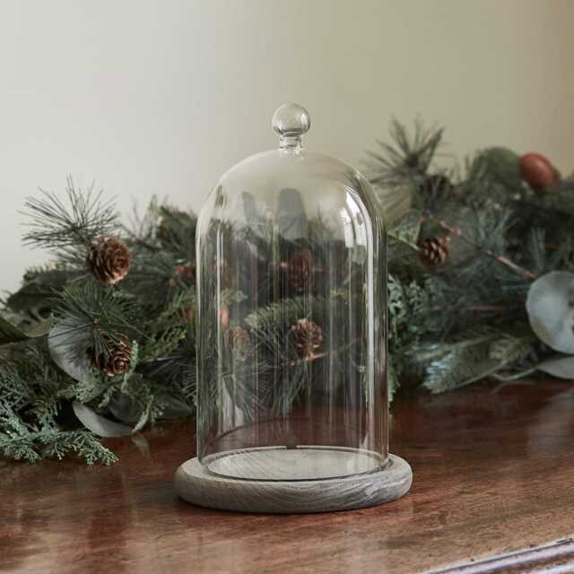 20.5cm Glass Dome Bell Jar With Grey Base - image 1
