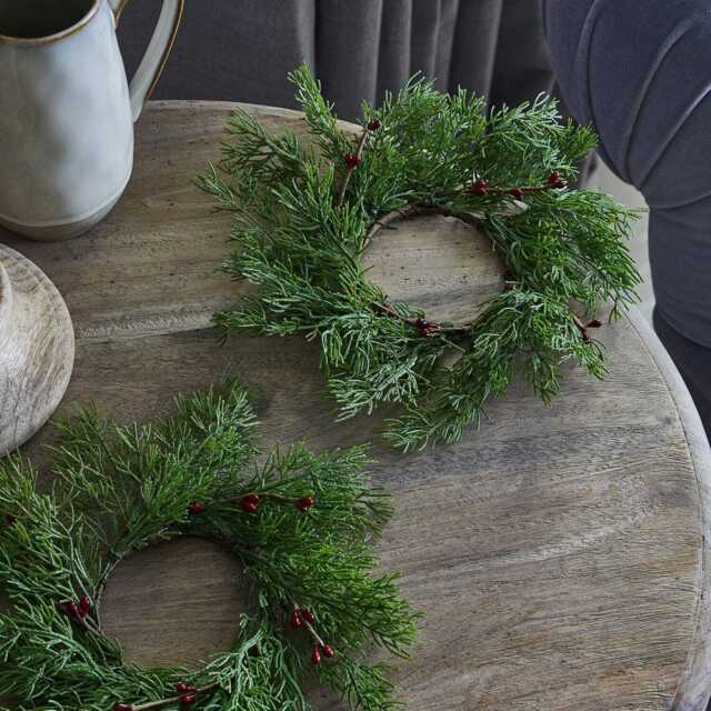 15cm Red Berry Candle Ring Duo - image 1
