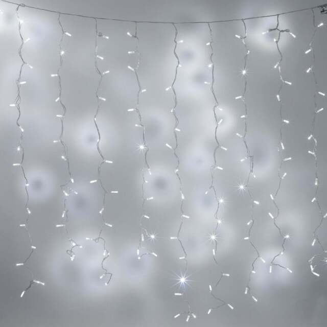 Core Connect 8m x 2m 768 White Connectable Curtain Lights Clear Cable - image 1