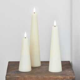 TruGlow® Ivory Cone LED Pillar Candle Trio - thumbnail 2