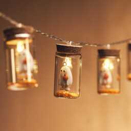 10 Ghost Glass Bottle String Lights - thumbnail 2