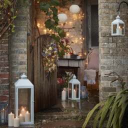 Perth White Garden Lantern Trio with TruGlow® Candles - thumbnail 2
