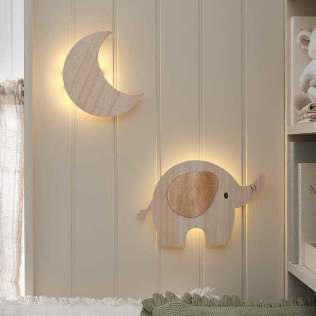 Elephant & Moon Children’s Wall Light - image 1