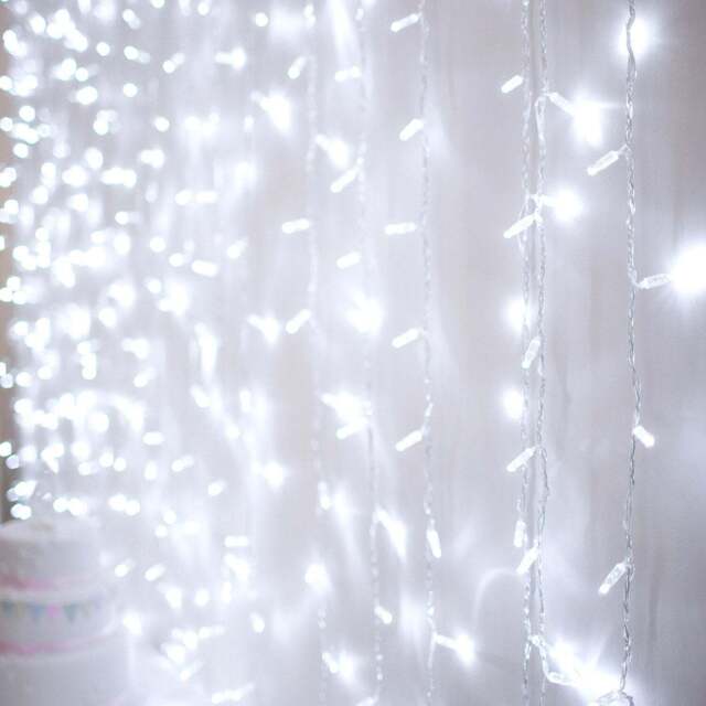 Core Connect 6m x 3m 864 White Connectable Curtain Lights Clear Cable - image 1