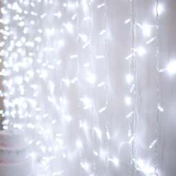 Core Connect 6m x 3m 864 White Connectable Curtain Lights Clear Cable - thumbnail 1