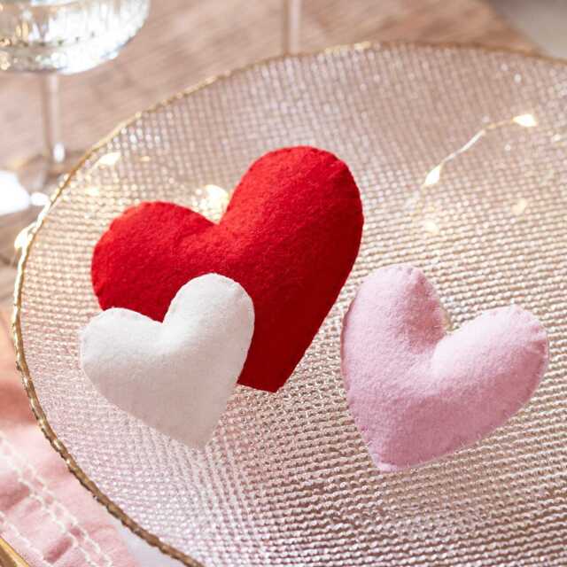 Set of 3 Felt Heart Decorations - image 1