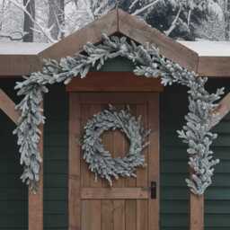 Pre Lit Outdoor Snowy Christmas Wreath & Garland - thumbnail 2