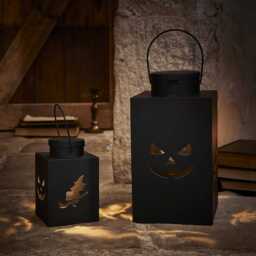 2 Black Metal Outdoor Halloween Lanterns - thumbnail 2