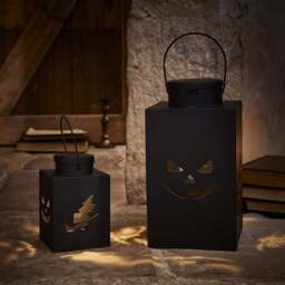 2 Black Metal Outdoor Halloween Lanterns - thumbnail 2