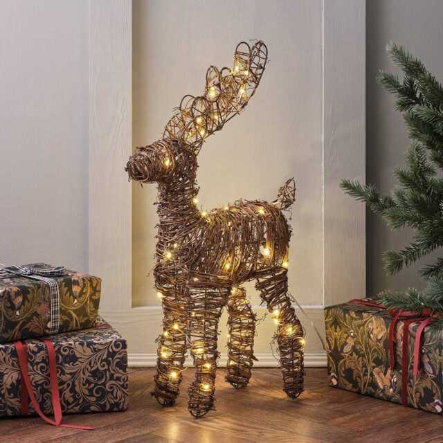 55cm Mini Rattan LED Reindeer Figure - image 1