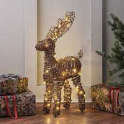55cm Mini Rattan LED Reindeer Figure - thumbnail 1