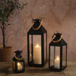 Brixham Leather Handle Lantern Trio with TruGlow® Candles - thumbnail 2