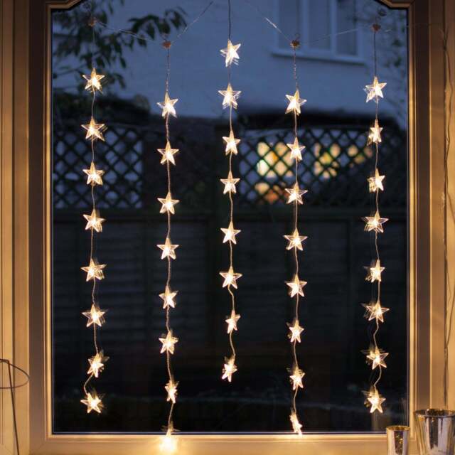 40 Warm White LED Star Curtain Light - image 1